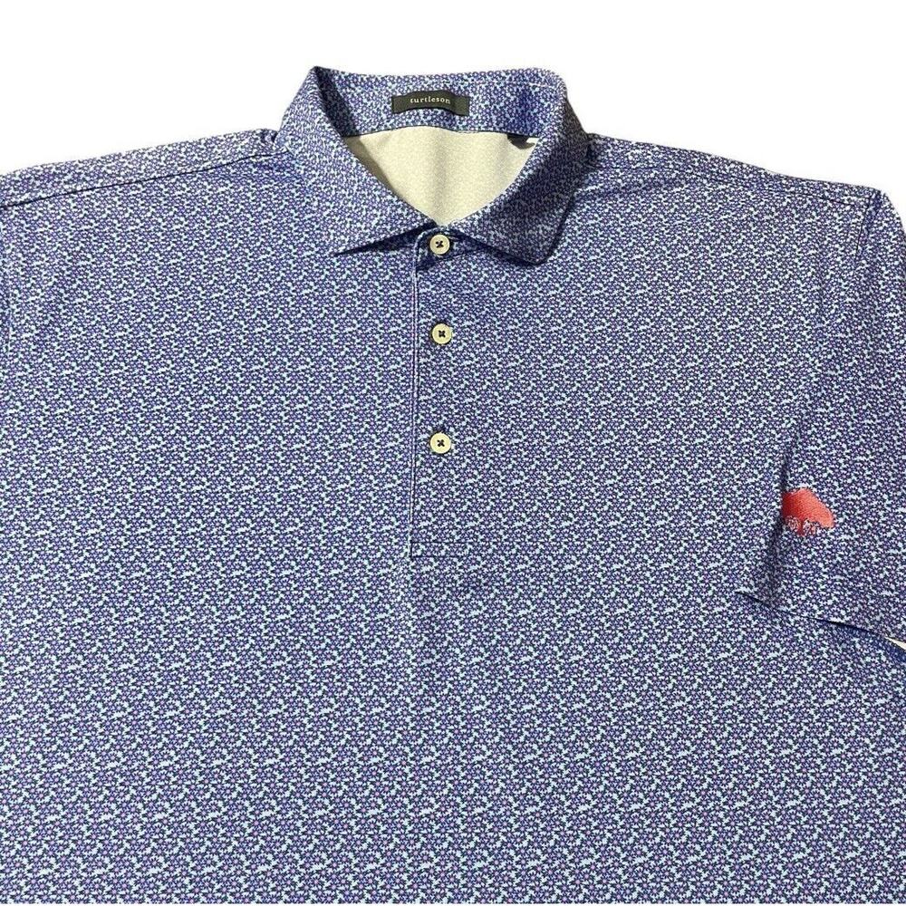 NWOT Turtleson Raintree Golf Polo Shirt Logo Spandex Blend Geometric Blue XL Men